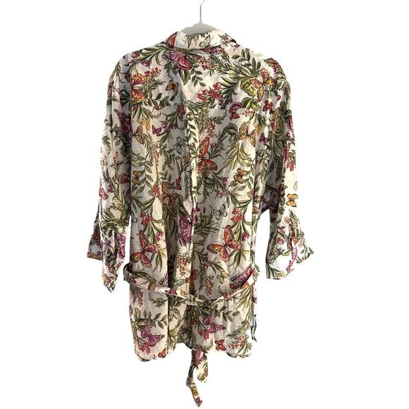 Lane Bryant Belted Button Front Butterfly Floral Tunic Top Size 28 Classic NEW - Picture 4 of 10